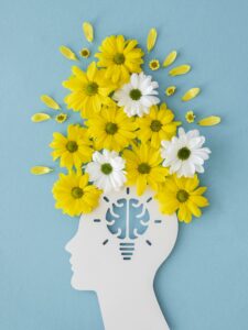 top view assortment optimism concept with flowers